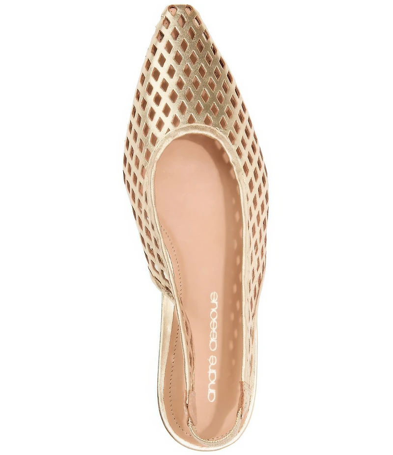 Andre Assous Brielle Metallic Leather Slingback Pointed Toe Demi Wedges