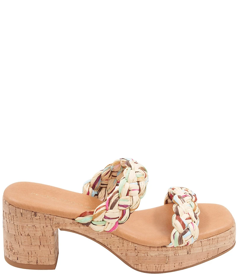 Andre Assous Cairo Braided Raffia Platform Block Heel Sandals