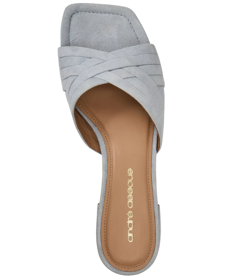 Andre Assous Jordan Suede Square Toe Slide Sandals