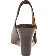 Andre Assous Laina Leather and Suede Slingback Wedge Pumps