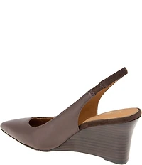 Andre Assous Laina Leather and Suede Slingback Wedge Pumps