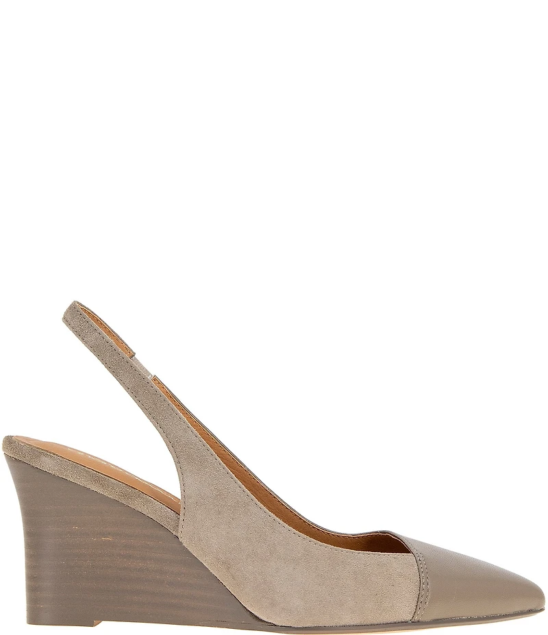 Andre Assous Laina Leather and Suede Slingback Wedge Pumps