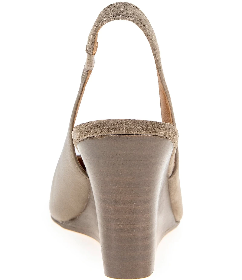 Andre Assous Laina Leather and Suede Slingback Wedge Pumps