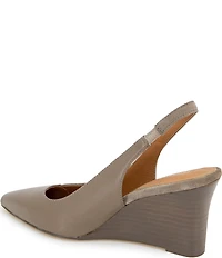 Andre Assous Laina Leather and Suede Slingback Wedge Pumps