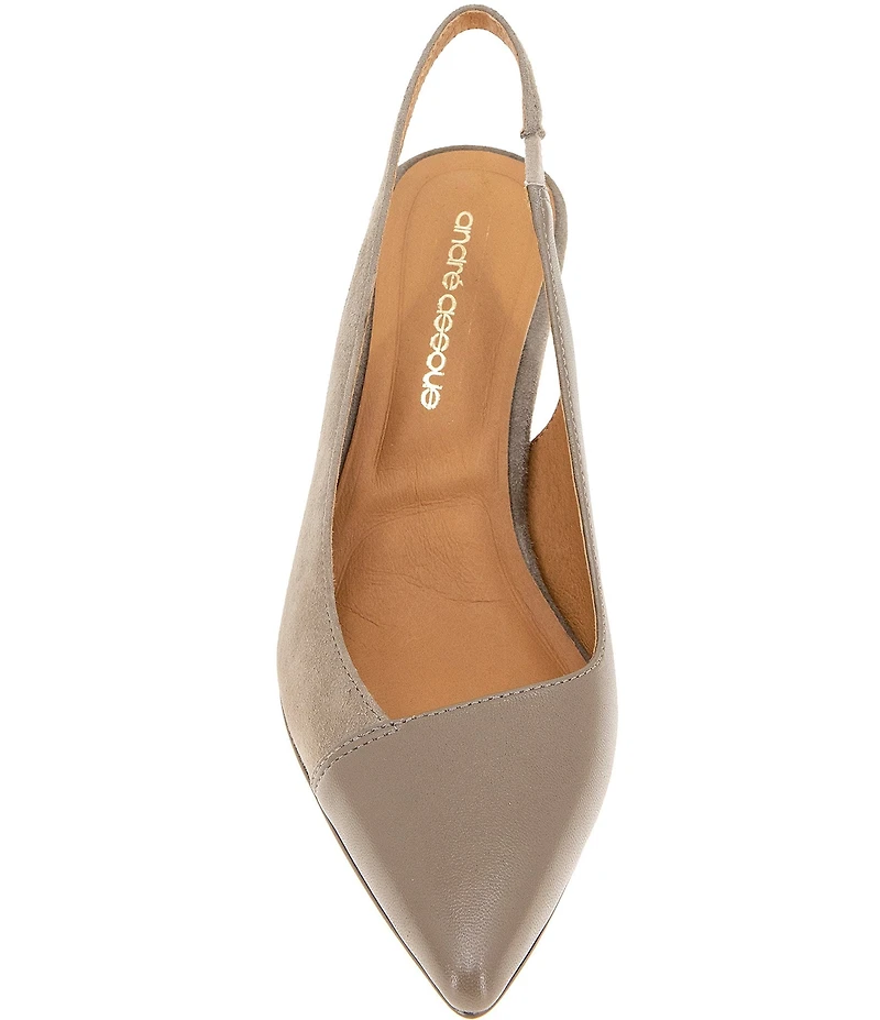 Andre Assous Laina Leather and Suede Slingback Wedge Pumps
