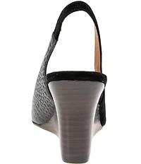 Andre Assous Laina Suede and Croco Embossed Leather Slingback Wedge Pumps
