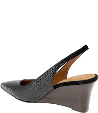 Andre Assous Laina Suede and Croco Embossed Leather Slingback Wedge Pumps