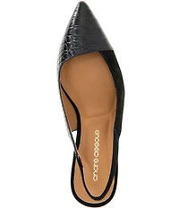 Andre Assous Laina Suede and Croco Embossed Leather Slingback Wedge Pumps