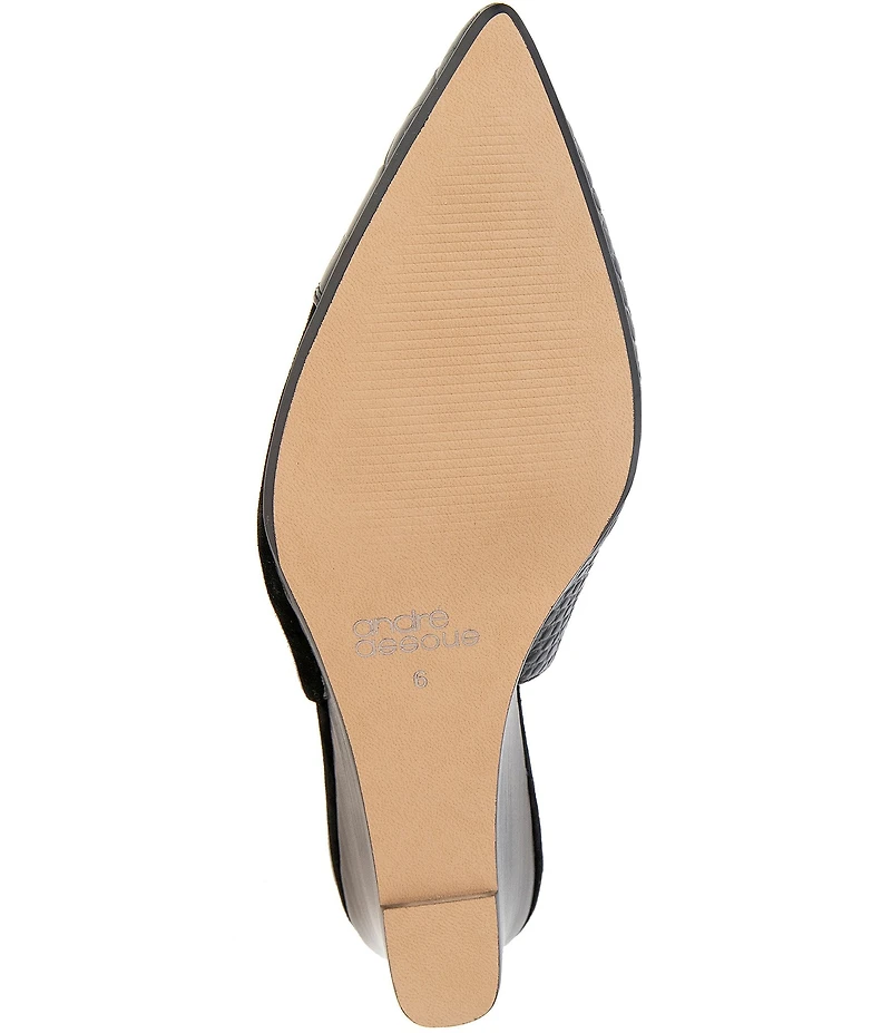 Andre Assous Laina Suede and Croco Embossed Leather Slingback Wedge Pumps