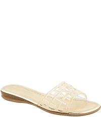 Andre Assous Nabil Caged Glitter Jelly Flat Slide Sandals