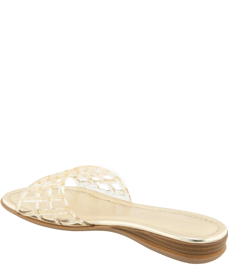 Andre Assous Nabil Caged Glitter Jelly Flat Slide Sandals