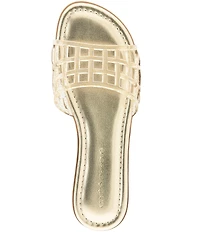 Andre Assous Nabil Caged Glitter Jelly Flat Slide Sandals