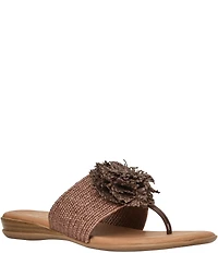 Andre Assous Nara Woven Stretch Raffia Flower Thong Sandals