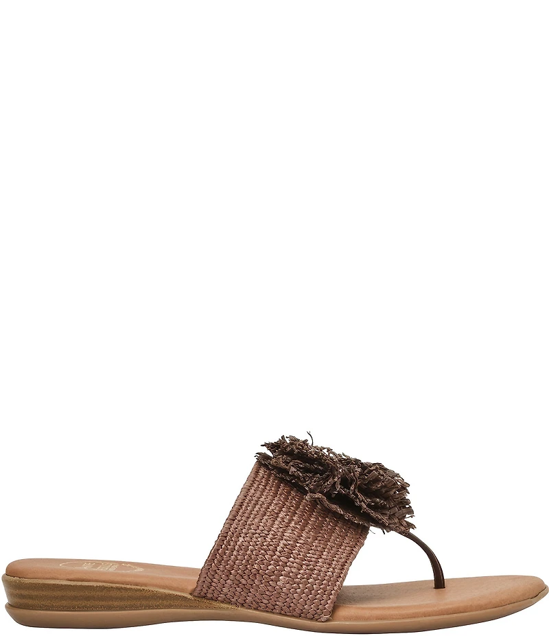 Andre Assous Nara Woven Stretch Raffia Flower Thong Sandals
