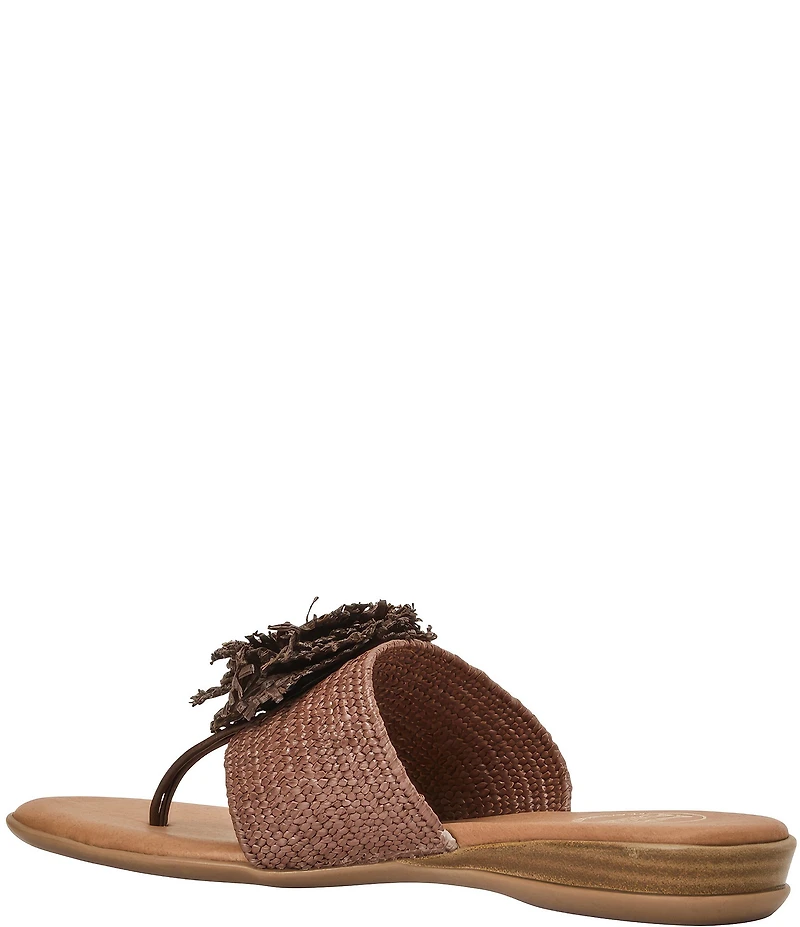 Andre Assous Nara Woven Stretch Raffia Flower Thong Sandals
