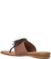 Andre Assous Nara Woven Stretch Raffia Flower Thong Sandals
