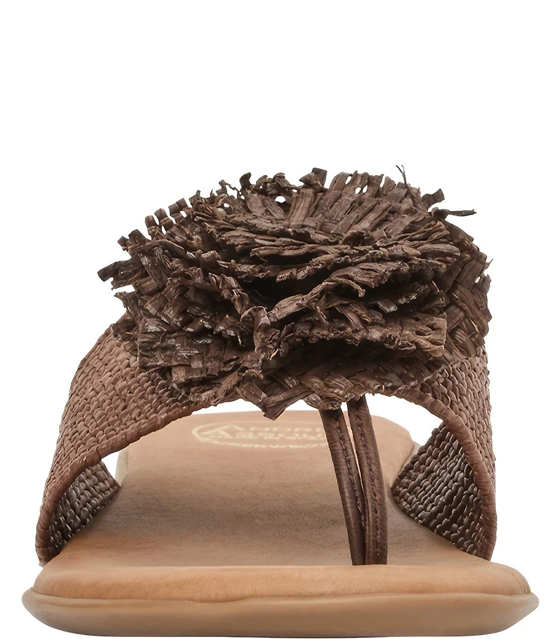 Andre Assous Nara Woven Stretch Raffia Flower Thong Sandals