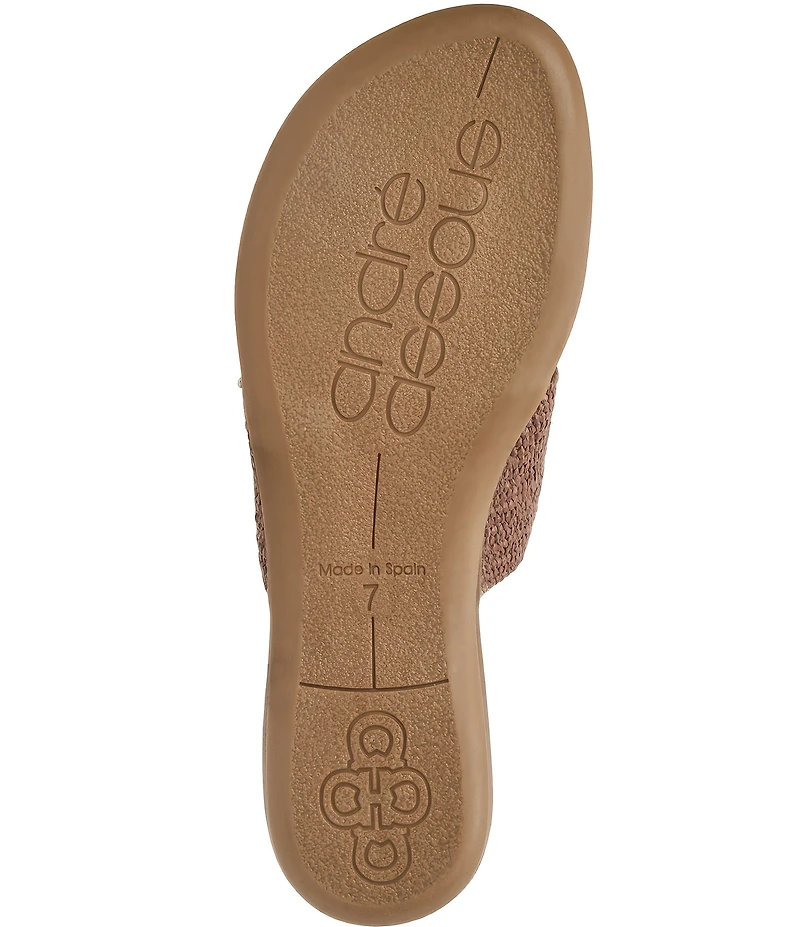 Andre Assous Nara Woven Stretch Raffia Flower Thong Sandals