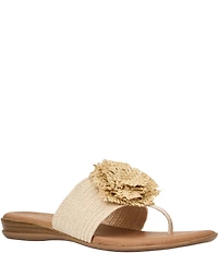Andre Assous Nara Woven Stretch Raffia Flower Thong Sandals