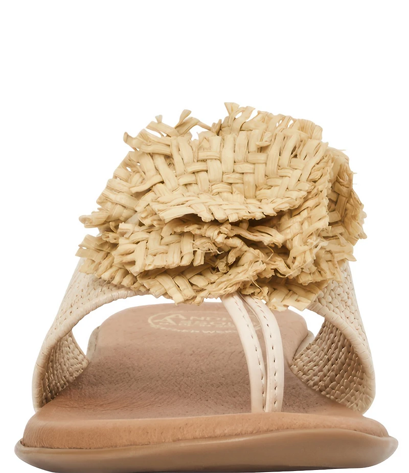 Andre Assous Nara Woven Stretch Raffia Flower Thong Sandals