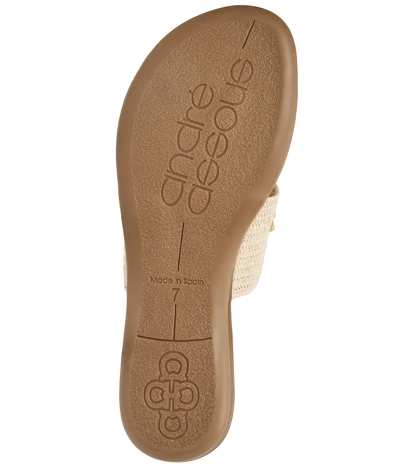 Andre Assous Nara Woven Stretch Raffia Flower Thong Sandals