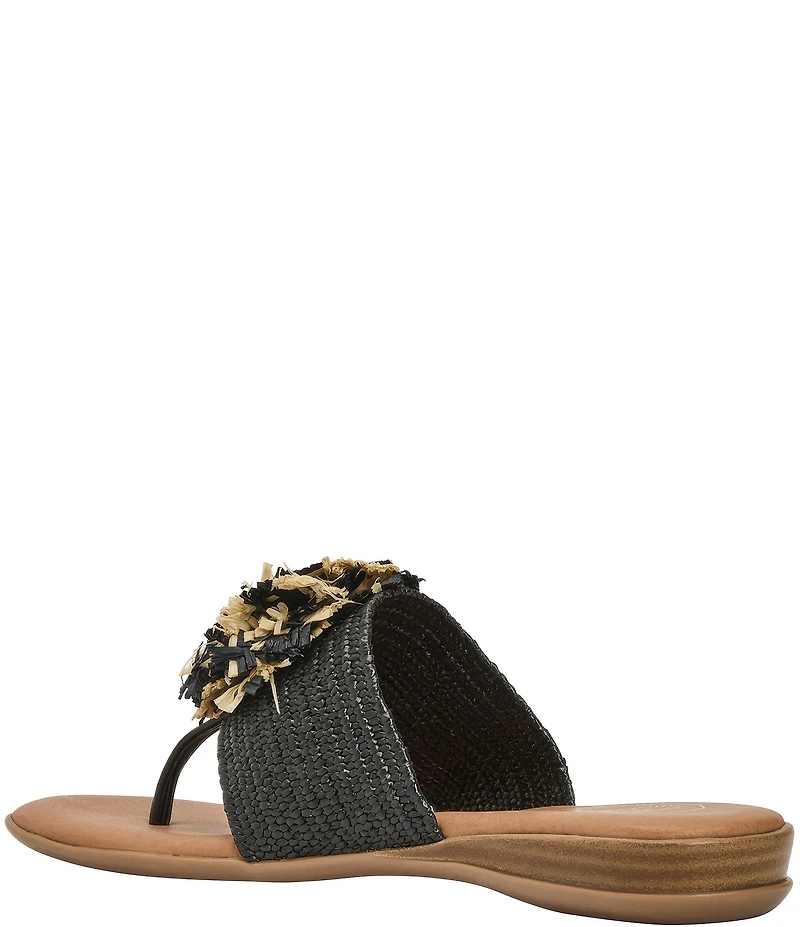 Andre Assous Nara Woven Stretch Raffia Flower Thong Sandals