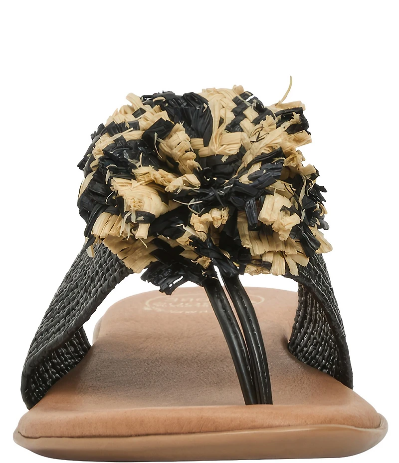 Andre Assous Nara Woven Stretch Raffia Flower Thong Sandals