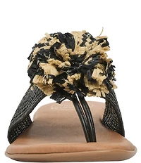 Andre Assous Nara Woven Stretch Raffia Flower Thong Sandals