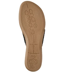 Andre Assous Nara Woven Stretch Raffia Flower Thong Sandals