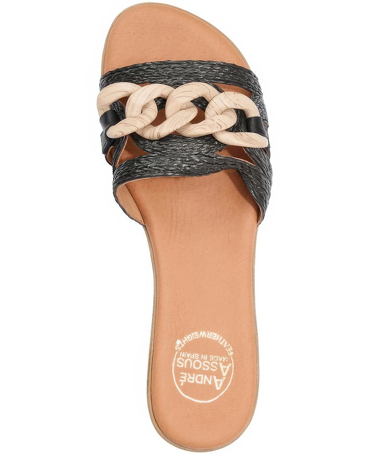 Andre Assous Neela Raffia Resin Chain Slide Sandals
