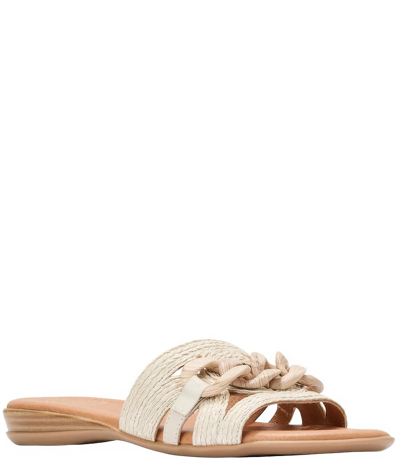 Andre Assous Neela Raffia Resin Chain Slide Sandals