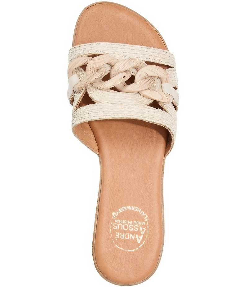 Andre Assous Neela Raffia Resin Chain Slide Sandals