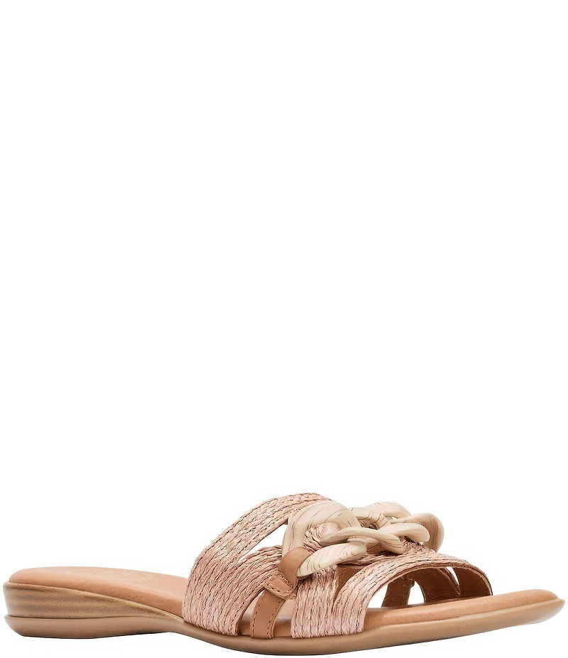 Andre Assous Neela Raffia Resin Chain Slide Sandals