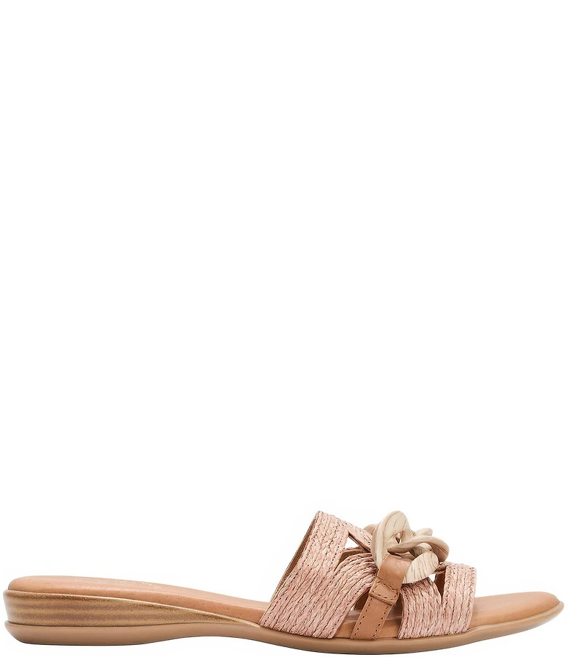Andre Assous Neela Raffia Resin Chain Slide Sandals