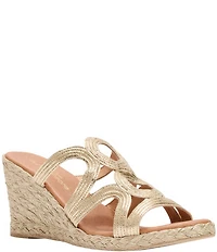 Andre Assous Neena Metallic Espadrille Wedge Slide Sandals