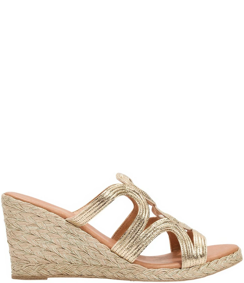 Andre Assous Neena Metallic Espadrille Wedge Slide Sandals