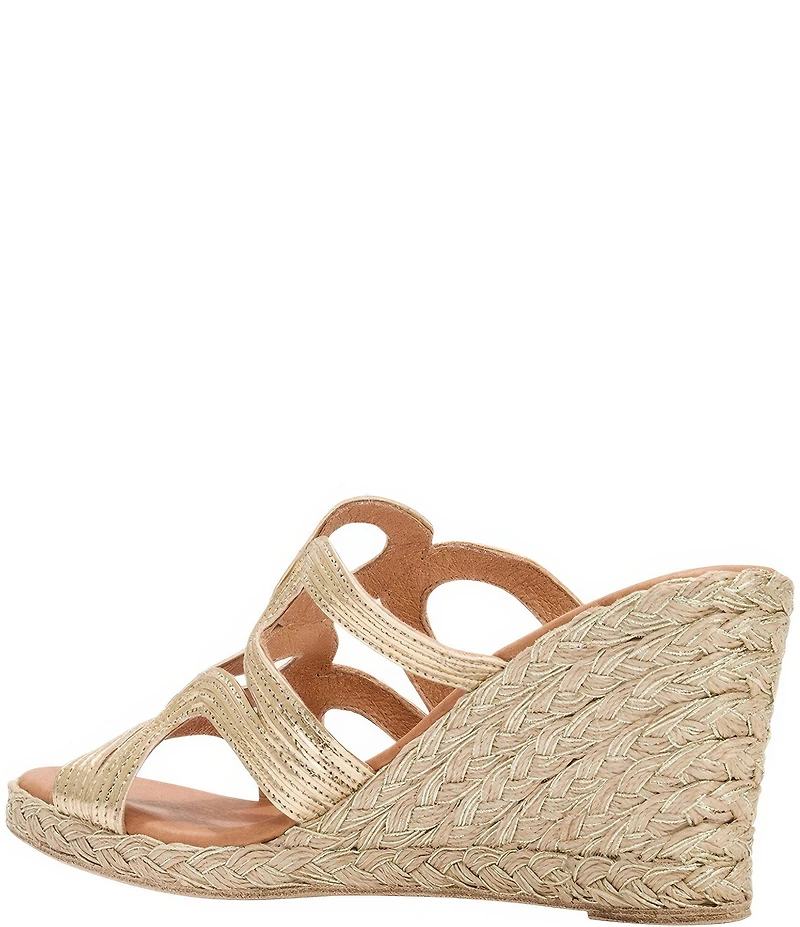 Andre Assous Neena Metallic Espadrille Wedge Slide Sandals