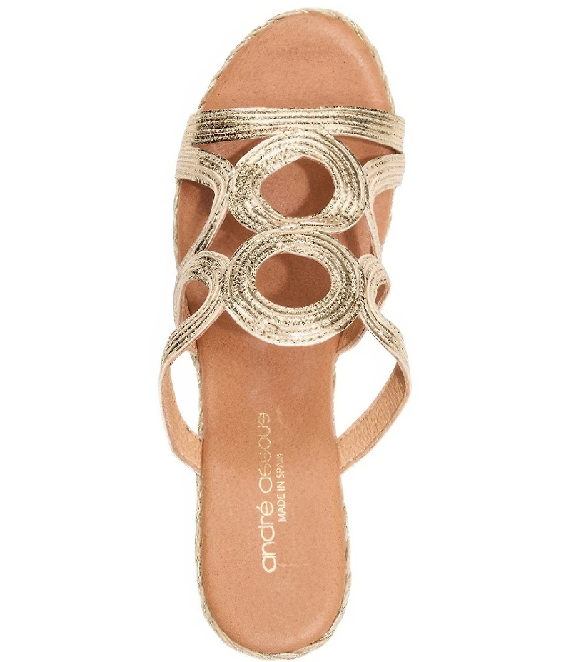 Andre Assous Neena Metallic Espadrille Wedge Slide Sandals