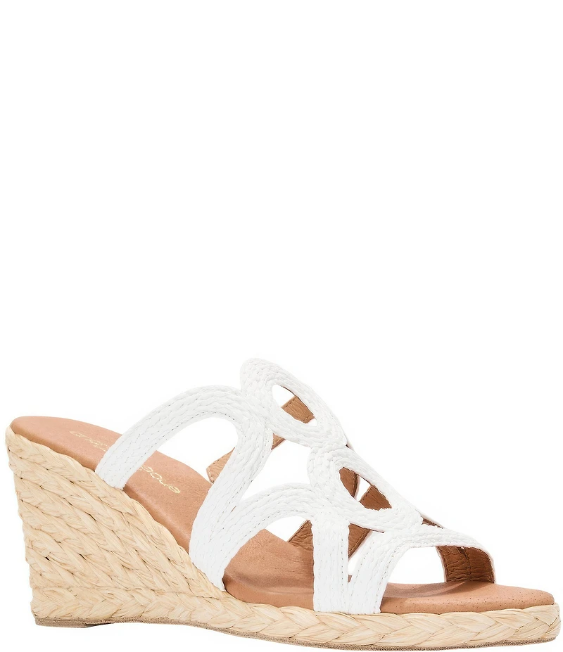 Andre Assous Neena Raffia Espadrille Wedge Slide Sandals
