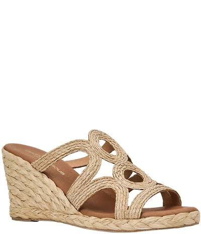 Andre Assous Neena Raffia Espadrille Wedge Slide Sandals