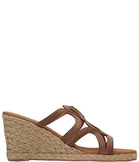 Andre Assous Neena Stitched Leather Espadrille Wedge Slide Sandals