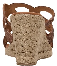 Andre Assous Neena Stitched Leather Espadrille Wedge Slide Sandals