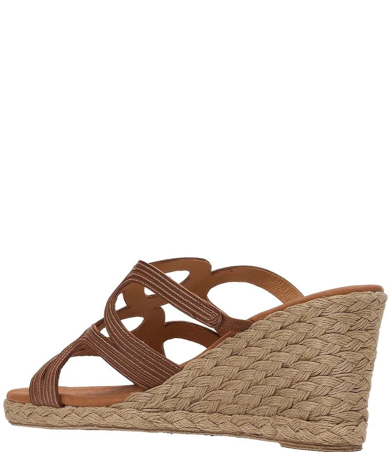 Andre Assous Neena Stitched Leather Espadrille Wedge Slide Sandals