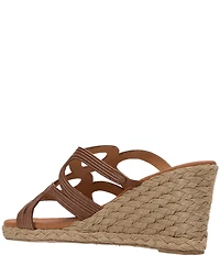 Andre Assous Neena Stitched Leather Espadrille Wedge Slide Sandals