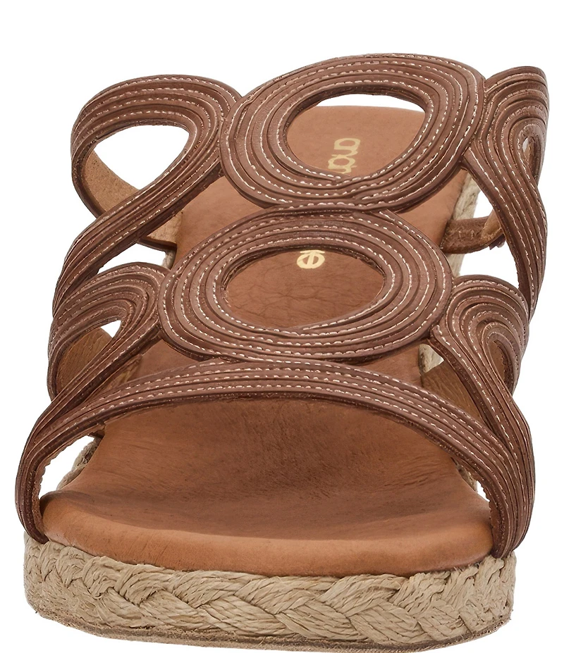 Andre Assous Neena Stitched Leather Espadrille Wedge Slide Sandals