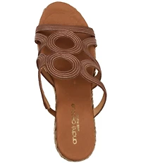 Andre Assous Neena Stitched Leather Espadrille Wedge Slide Sandals