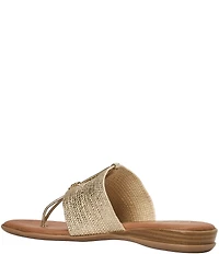 Andre Assous Nice Woven Metallic Stretch Raffia Thong Flat Sandals