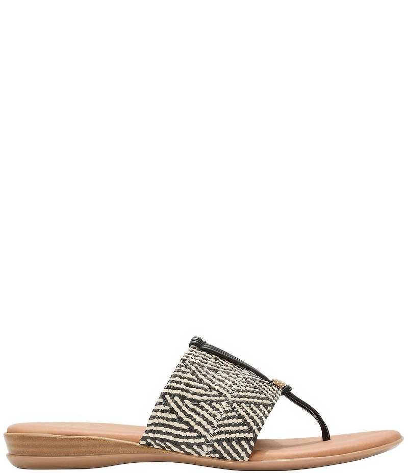 Andre Assous Nice Woven Stretch Raffia Thong Flat Sandals