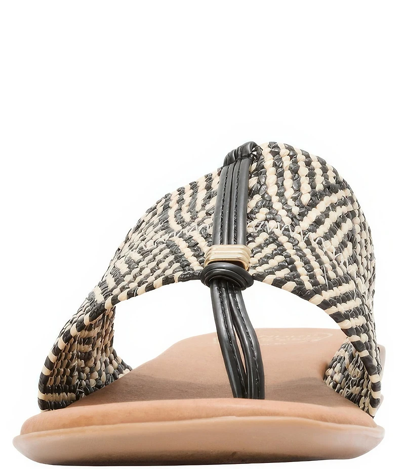 Andre Assous Nice Woven Stretch Raffia Thong Flat Sandals
