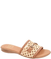 Andre Assous Niles Raffia Bit Buckle Slides